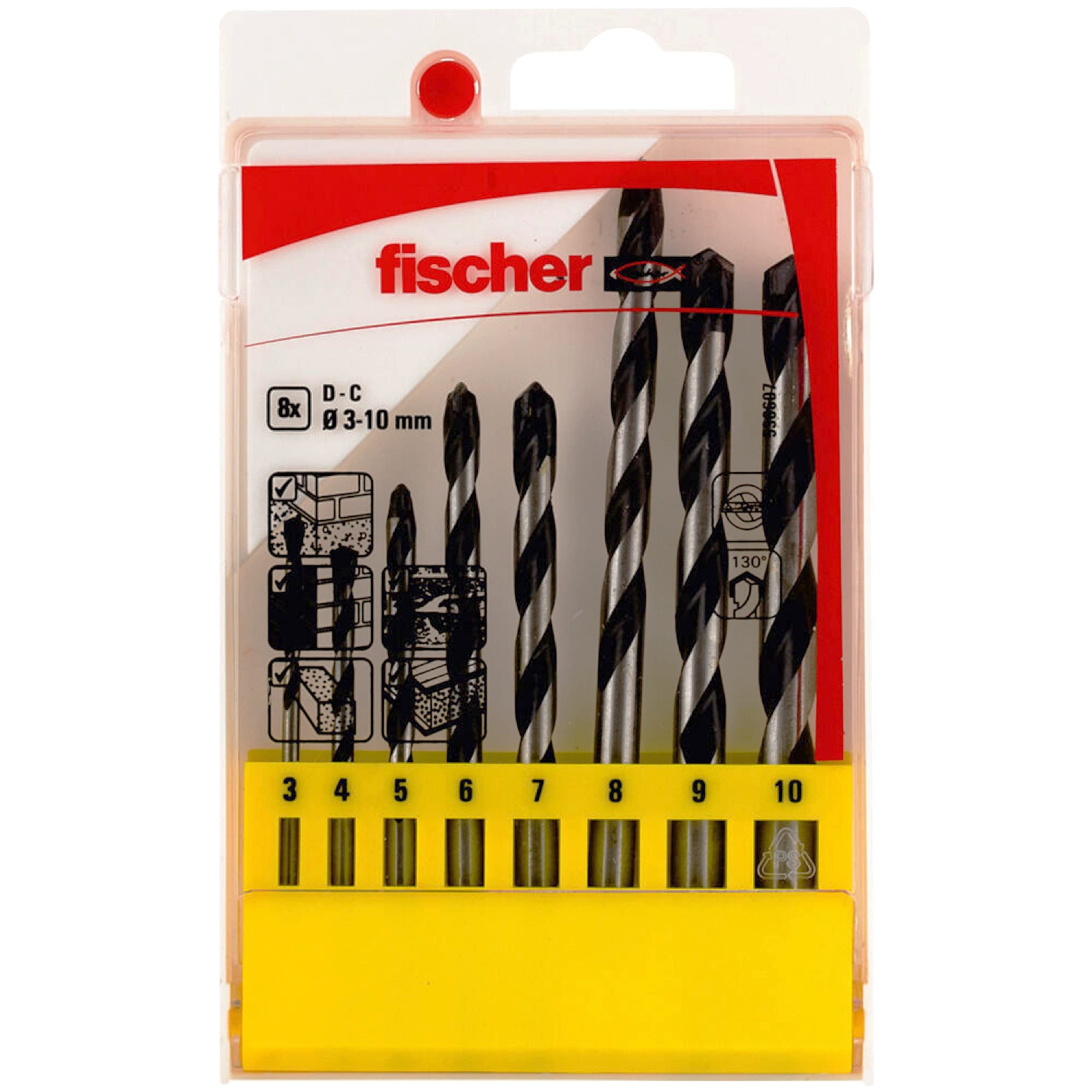 Fischer HSS Set 6 Punte Trapano Metallo Ø 2-8 mm