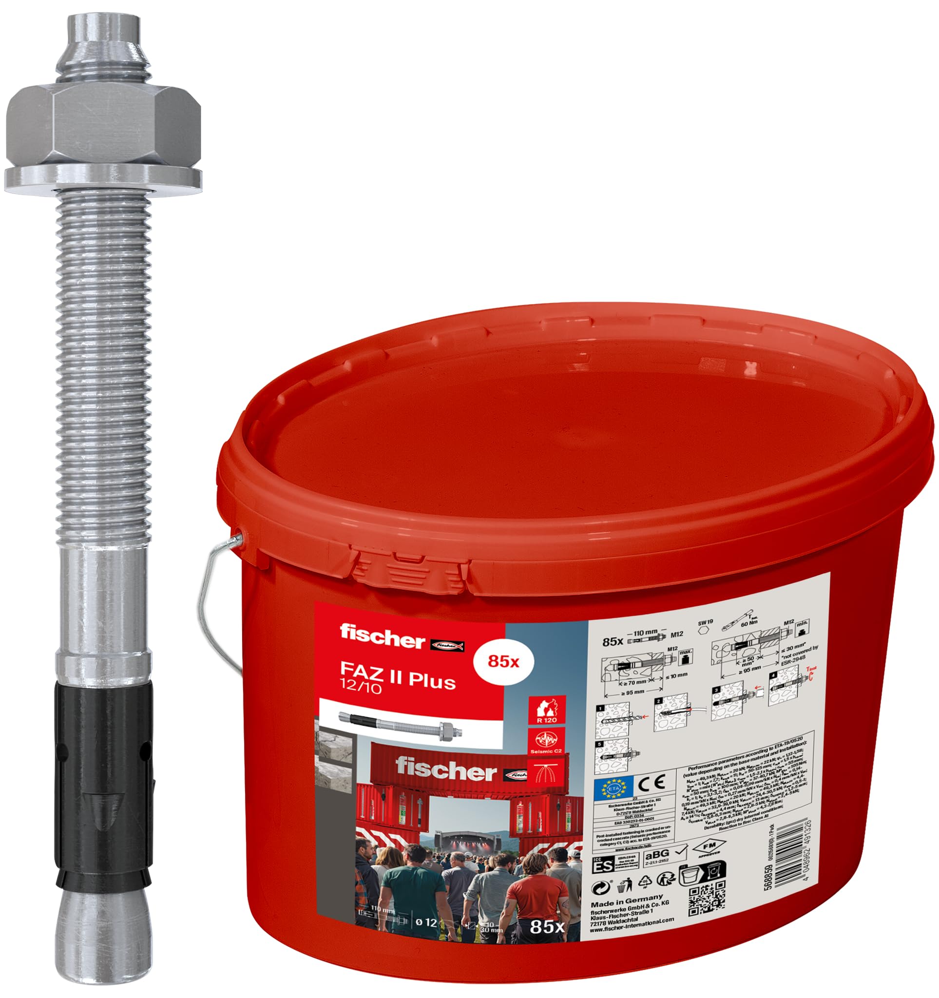 Fischer UltraCut FBS II 6x40/5 P vite cemento testa bombata 620pz