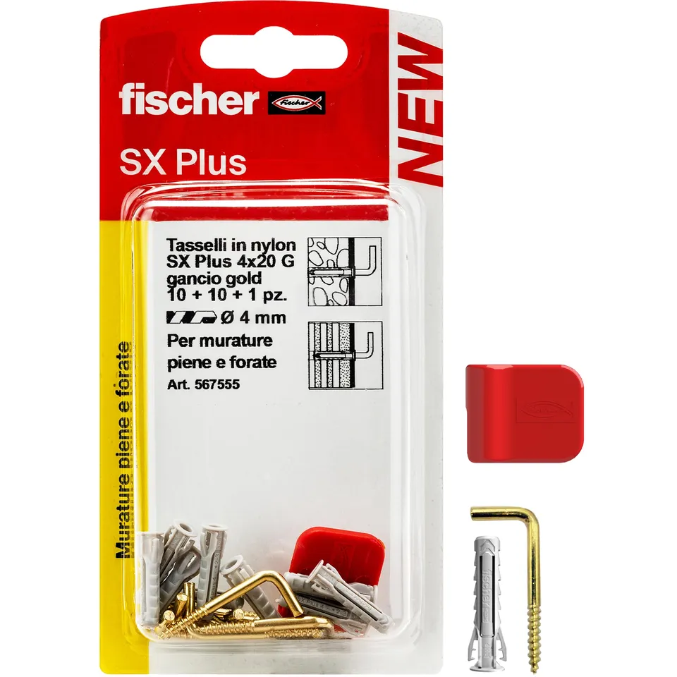 Fischer Ganci Appendi Quadri Ottonati con Tasselli 4 mm 10 Pz