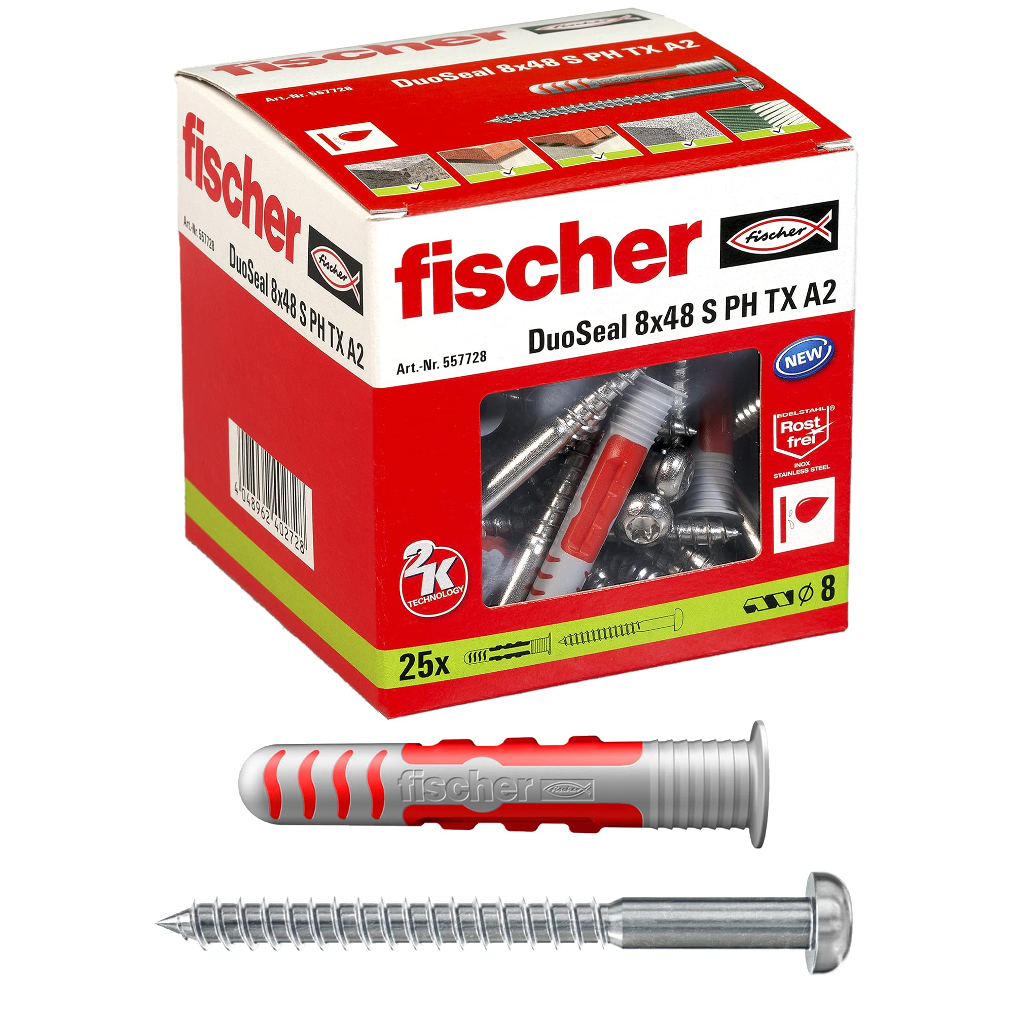 Fischer DuoSeal 6x38 tasselli bagno con vite 50 pz