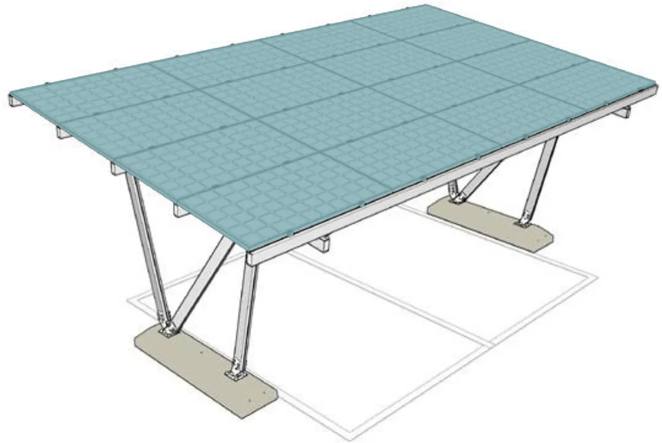 Solar MG Pensi-Smile pensilina con zavorre 2 posti 16 pannelli